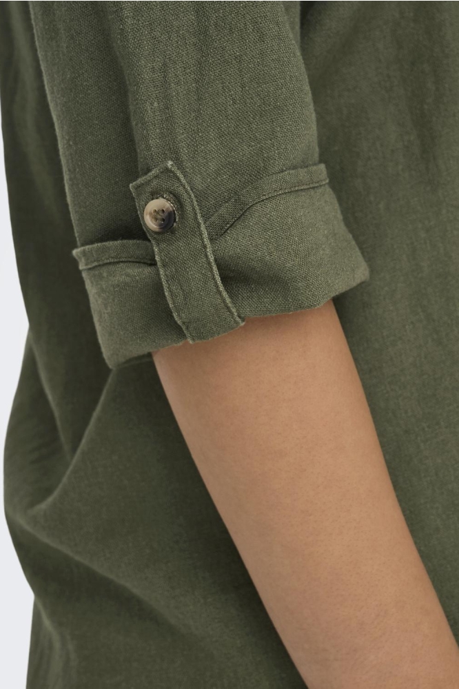 JDYSAY 3/4 LINEN V-NECK TOP WVN DIA 15317390 Kalamata